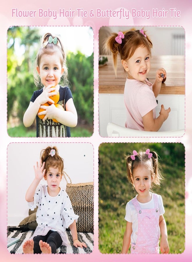 obeoby 24 Pcs Toddler Hair Ties for Girls Kid, Flower Bows Baby Hair Ties Bows for Thick Hair Candy Colors Valentines Day Gifts for Daughter - Image 5